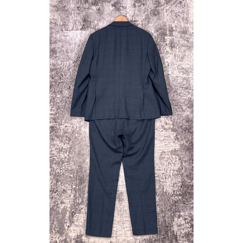 John Varvatos Signature Tailored Suit 42 R Mens Bleeker Blue Italian Wool